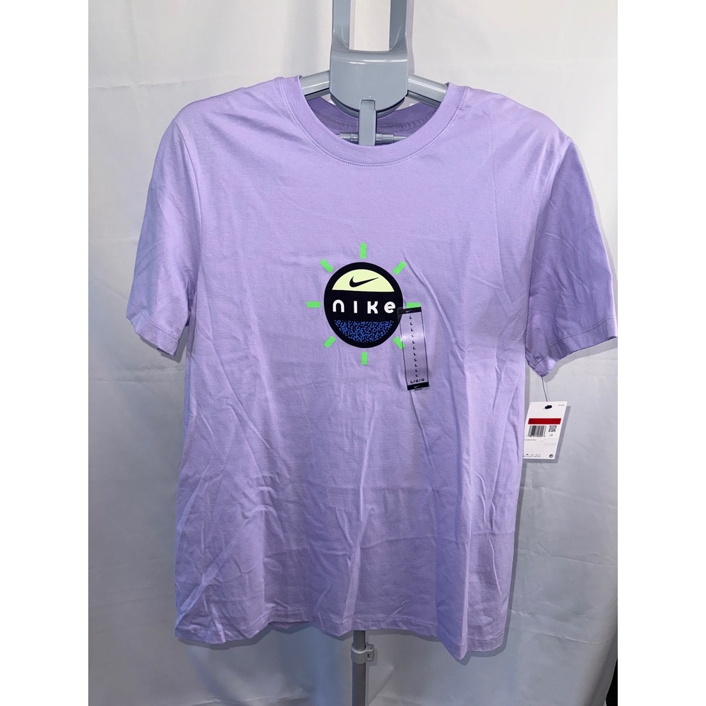 Nike Mens Sportswear Graphic Tee Purple Neon Green Blue Swoosh T-Shirt Large